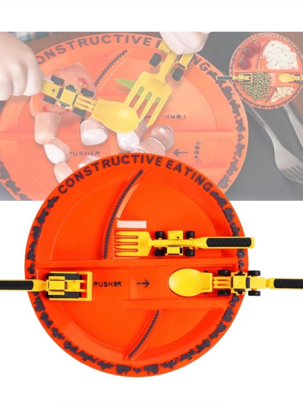 Constructive Eating kids Plate with Utensils